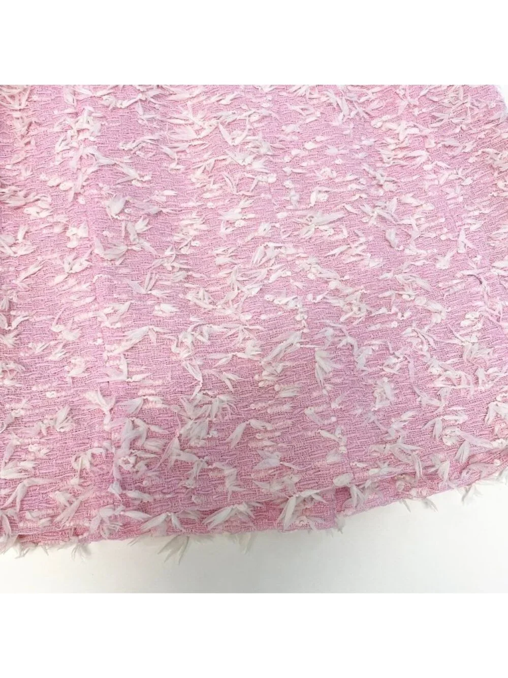 Chanel Boutique Fancy Tweed Jacket Pockets CC Logo Mirror Button Pink